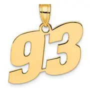 14k Yellow Gold Polished Block Number 93 Pendant