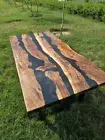 Black River Epoxy Resin Dining Table Top, Modern Epoxy Resin Table Top, Decor