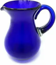 Mexican Hand Blown Glass Pitcher – Cobalt - Juice, Margaritas, Water,...