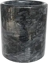 HillSpring Black Marble Kitchen Utensil Holder, Weighted Utensil Organizer Crock for Countertop, Wine Chiller Bucket with Protective Padded Base