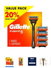 Gillette Fusion5 Razor Men 5 Blade Manual Razor ,1 Handle and 5 Blade Refills...