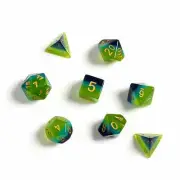 Sirius Green Blue Gold 7 Dice Set + Smoke d20 D&D dungeons dragons resin rpg Z
