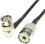 PAN DI BNC Male Right Angle RA to UHF Female SO239 so-239 Jack Jumper Pigtail Coax RG58 Cable(1Pcs 20inch)