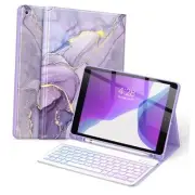 for iPad 9th/8th/7th Generation Case with Keyboard 10.2 Inch-7 Violet Marble