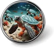 [FZMVSQH] Turtle Starfish Printed Round Button Pin Badges Metal Pinback Buttons 1 Inch Pins for Hat Shirt Clothing Bags Decoration, Circular, Aluminum, Circular, Aluminum