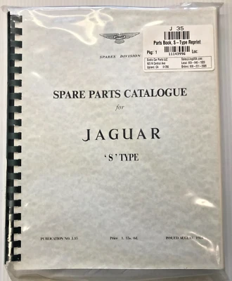 JAGUAR S-TYPE SPARE PARTS Book Reprint Correct Colored Sections J35 NEW SEALED