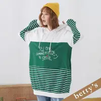 在飛比找momo購物網優惠-【betty’s 貝蒂思】撞色拼接長版連帽T-shirt(綠
