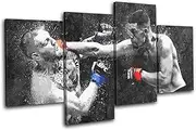 Bold Bloc Design - Nate Diaz Conor McGregor Grunge Sports 160x90cm MULTI Canvas Art Print Box Framed Picture Wall Hanging - Hand Made In The UK - Framed And Ready To Hang 0021-0172(00B)-MP04-LO-C