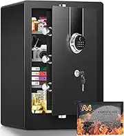 5.0 Cuft Biometric Fireproof Safe For Home, Heavy Duty Safe Box Fireproof Waterproof, Large Document Safety With Keypad and Dual alarms, Digital Security Safety Box for Money Jewelry