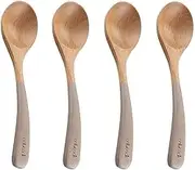 Tablespoons 4-Piece Household Wooden Spoon Children's Rice Spoon Tableware Dessert Spoon Serving Spoon (Color : C)