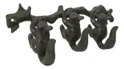 Rustic Country Cast Iron Squirrel On Tree Branch 4-Peg Wall Coat Hooks 13"L