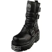 New Rock M-373-s44 Unisex Platform Boots in Black - 10 US