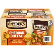 Snyder's Cheddar Cheese Pretzel Snacks 30 Single Serve Bags Bite Size Crunchy