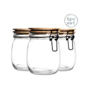 Argon Tableware 6 Piece Storage Jar with Wooden Lid Set - Round - 750ml
