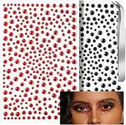Face Gems Red and Black Rhinestone Makeup Festival Jewels - Stick On Gems for Face, Hair, Body, Eye - Concert Makeup