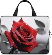 Laptop Case Sleeve Shockproof Computer Carrying Bag Black and White Red Rose Notebook Case Cover Laptop Bag Water Resistant Computer Cases Tablet Briefcase for Travel Business 12 Inch
