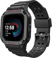 Fintie Bands with Case Compatible with Fitbit Versa 4/3 / 2/1 / Versa Lite/Fitbit Sense 2 / Sense, Protective Case Strap Rugged Sport Band Men
