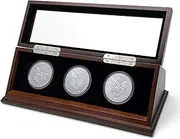 Chez Monett Challenge Coin Display Case 1.5-1.75 Inch 38-44.5 mm Coin Holder 1 Slot (Walnut, 3 Slots)