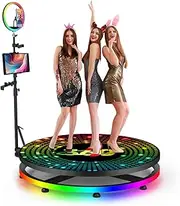 360 Photo Booth Machine with Flight Case,360 Degree Automatic Spinning Portable Selfie Spinner Camera Photobooth with RGB Ring Light,Free Custom Logo,APP/Remote Control (31.5inch（80cm）)
