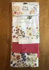 Cooksmart England Kitchen Tea Towels BEE HAPPY Flowers 100% Cotton 3 in Pkg