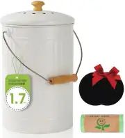 Compost Bin 1.7 Gallon Kitchen Compost Bin Indoor Countertop Compost Bin Whit...