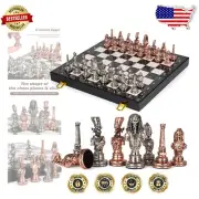 Travel-Friendly Egyptian Chess Set with 15-Inch Marbled Board & Secure Storage