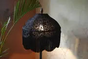 Lampshade scallop black velvet hand-stitched table lampshade floor lampshade
