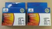 Label Tape Cassette TAE-FX231Black On White Tape 12MMx8M [2xPACK]
