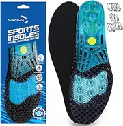 MARRDO Silica Gel Sport Shoe Insole, Spring Cushioning Shock Absorption Shoe Insert,Forefoot Enhances Massaging Footbeds,Plantar Fasciitis Sports Running Insoles for Men & Women, Black, Large(Men10.5-12/Women11.5-13)