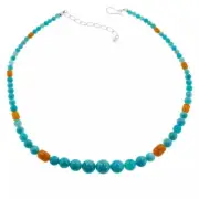 Jay King Sterling Silver Amazonite and Butterscotch Bead Necklace, 18"