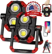 Paquete De 2 Luces De Trabajo LED Recargables Con Base Magnética 2500LM NEW US..