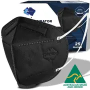 25pk PPE Tech Australian Made 4-Layer P2 Face Masks with Earloops Black