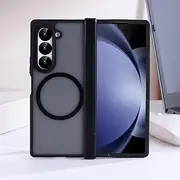 for Samsung Galaxy Z Fold 4 5 6 Magnetic Case Transparent Hinge All-Inclusive Folding Shockproof Magnetic Wireless Charging Cover,Black,for Z Fold 4