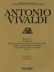 Antonio Vivaldi Beatus Vir RV598 Vocal Study Score Classical Sheet Music