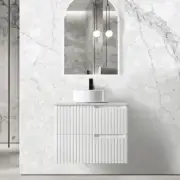 Otti | Noosa Matte White Vanity 750mm Wall Hung Cabinet Stone/Ceramic Top