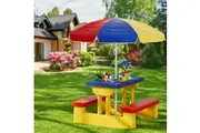 Keezi Kids Outdoor Table and Chairs Set Picnic Bench Umbrella Children Indoor