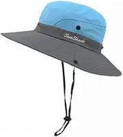 [AIMALL] Women's Wide Brim Sun Hat with Ponytail Hole, UPF 50+ UV Protection Foldable Floppy Beach Hat, Adjustable Drawstring for Women Girls