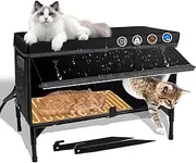 Outdoor Heated Cat House Weatherproof with Heating Pad, Insulated Heated Cat House for Outside, Feral Cat Houses for Outdoor Cats Waterproof Winter, Stray Cat Shelter, Pet House-Black,L