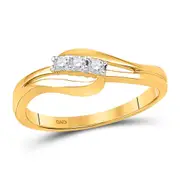 10k Yellow Gold Round Diamond 3-stone Bridal Engagement Ring 1/10 Cttw