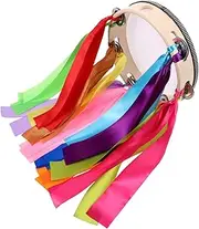 TOGEVAL Hand Drum Tambourine with Ribbons Compact Percussion Instrument for Sports Events and Dance Performances Easy to Use for Beginners