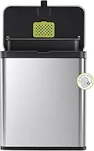 EKO Stainless Steel Kitchen Food Waste Compost Bin with Removable Inner Bucket and Deodorizer Compartment, 7L / 1.85 Gal Wall-Mounted Kitchen Trash Can with Swing Lid (Stainless & Black)