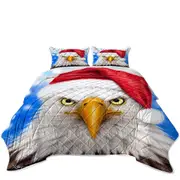 Christmas Cool Funny Wild Animal Art Eagle Santa Coverlet