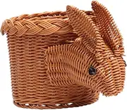 NOLITOY Creative Handwoven Snack Basket Bunny Shape Storage Container Home Decor