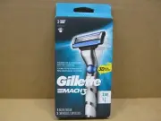 Gillette Mach 3 Razor Razor + 2 Refill Cartridges ~ 100% AUTHENTIC ~ USA NEW