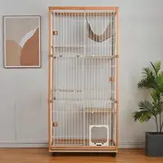 Cat Cage, Cat Cage, 3 Tiers, Wooden Frame, Spacious, Large, Stylish, Cat House, Answering Machine, Ladder Included, Protection, Escape Prevention, Easy Assembly, for Multiple Families, Multiple