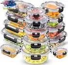 Glass Food Containers 15 Pack Airtight BPA Free Leakproof Microwave Safe Black