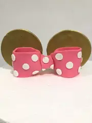 Edible Minnie Mouse Big Bow and 2 Gold Ears Cake Toppers