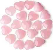 20 PCS Bulk Healing Crystals Heart Natural Cute Polished Crystal Love Stones Wholesale Amethyst Rose Quartz Black Obsidian Palm Set Reiki Energy Balancing Meditation Valentine's Day Gift