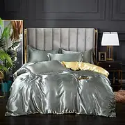 Stain Silk Duvet Cover Bedding Sets Comforter Cover with 1 Duvet Cover or Coverlet,1Sheet,2 Pillowcases for Double/Queen/King(1 Pillowcase for Twin/Single)