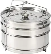 Stainless Steel Steamer Cooker Pot Set, 3 Tier Stackable FoodSteamer Cooking Pot Accessories Dishwasher Safe with Handle for Steaming Rice Vegetables Meat Fish Soup